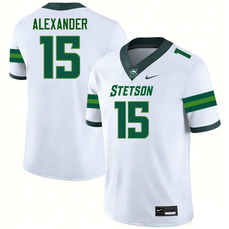 Stetson Hatters #15 Kael Alexander College Football Jerseys,Uniforms-White